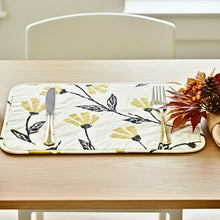 Load image into Gallery viewer, DaDa Bedding Botanical Floral Dining Table Placemats - Set of 4-Pieces Quilted Ivory with Yellow Fleur Golden Orange Spring Time Tulips - 13 x 19