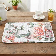 Load image into Gallery viewer, DaDa Bedding Set of 4-Pieces Romantic Roses Pink Floral Quilted Dining Placemats 13” x 19” (879)