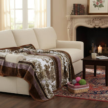 Load image into Gallery viewer, DaDa Bedding Elegant Twilight Lavender Brown Floral Flannel Mink Fleece Throw Blanket (XY9879)
