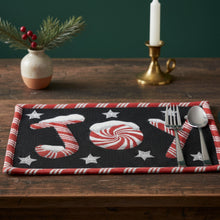 Load image into Gallery viewer, DaDa Bedding Set of 4-Pieces Peppermint Joy Holiday Tapestry Placemats 13” x 19” (12904)