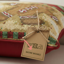 Load image into Gallery viewer, DaDa Bedding Gingerbread Snowman Woven Tapestry Throw Pillow Covers 16" x 16" (12917)