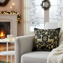 Load image into Gallery viewer, DaDa Bedding Magical Golden Reindeer Woven Tapestry Throw Pillow Covers 16" x 16"