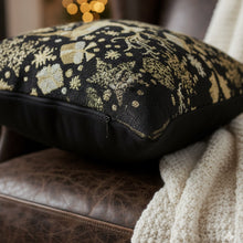 Load image into Gallery viewer, DaDa Bedding Magical Golden Reindeer Woven Tapestry Throw Pillow Covers 16" x 16"