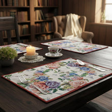 Load image into Gallery viewer, DaDa Bedding Set of 4-Pieces Vintage Romantic Roses Lovely Pink Floral Tapestry Placemats 13” x 19” (879)