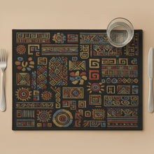 Load image into Gallery viewer, DaDa Bedding Set of 4-Pieces Ethnic Ornaments Geometric Black Tapestry Dining Placemats 13” x 19” (18118)