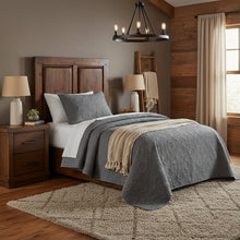 Load image into Gallery viewer, DaDa Bedding Floral Vintage Stone Wash Grey Matelassé Ash Silver Diamond Pattern Quilted Bedspread Set (JHW855)