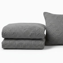 Load image into Gallery viewer, DaDa Bedding Floral Vintage Stone Wash Grey Matelassé Ash Silver Diamond Pattern Quilted Bedspread Set (JHW855)