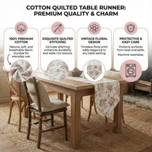 Load image into Gallery viewer, DaDa Bedding Hint of Mint Cottage Floral Roses Quilted Cotton Dining Table Runner (3036)