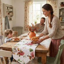 Load image into Gallery viewer, DaDa Bedding Romantic Roses Pink White Lovely Floral Quilted Dining Table Runner (879)