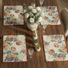 Load image into Gallery viewer, DaDa Bedding Set of 4-Pieces Vintage Romantic Roses Lovely Pink Floral Tapestry Placemats 13” x 19” (879)