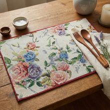 Load image into Gallery viewer, DaDa Bedding Set of 4-Pieces Vintage Romantic Roses Lovely Pink Floral Tapestry Placemats 13” x 19” (879)