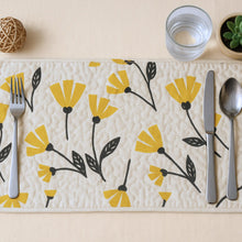 Load image into Gallery viewer, DaDa Bedding Botanical Floral Dining Table Placemats - Set of 4-Pieces Quilted Ivory with Yellow Fleur Golden Orange Spring Time Tulips - 13 x 19