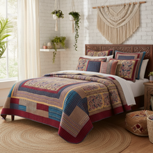 Load image into Gallery viewer, Tache Vineyard Cottage Floral Lightweight Patchwork Bedspread Quilt Set (JHW-827)