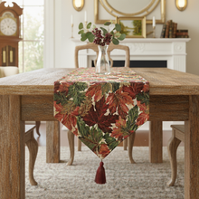 Load image into Gallery viewer, Tache Warm Colorful Thanksgiving Leaves Fall Foliage Tapestry Table Runners (11516)