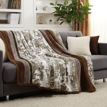 Load image into Gallery viewer, DaDa Bedding Elegant Twilight Lavender Brown Floral Flannel Mink Fleece Throw Blanket (XY9879)
