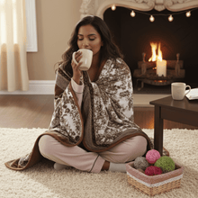Load image into Gallery viewer, DaDa Bedding Elegant Twilight Lavender Brown Floral Flannel Mink Fleece Throw Blanket (XY9879)