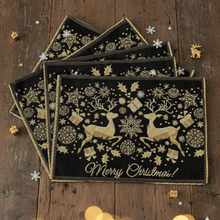 Load image into Gallery viewer, DaDa Bedding Set of 4-Pieces Magical Golden Reindeer Woven Tapestry Dining Table Placemats 13” x 19”