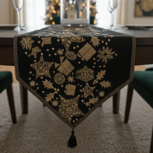 Load image into Gallery viewer, DaDa Bedding Magical Golden Reindeer Woven Tapestry Dining Table Runner (18272)