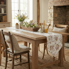 Load image into Gallery viewer, DaDa Bedding Hint of Mint Cottage Floral Roses Quilted Cotton Dining Table Runner (3036)