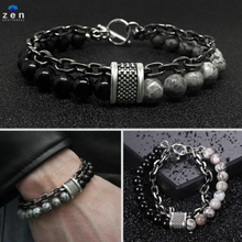 Load image into Gallery viewer, Classic Stainless Chain &amp; Map Stone Bracelet