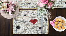 Load image into Gallery viewer, Tache Romantic Valentine’s Love Letter Beige Woven Tapestry Placemat Set (18111)