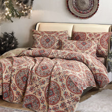 Load image into Gallery viewer, Tache Bohemian Desert Medallion Boteh Paisley Orange Blue Taupe Quilt Set (TJ3502)