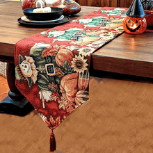 Load image into Gallery viewer, Tache Pumpkin Patch Scarecrow Autumn Harvest Woven Tapestry Table Runners (12921TR)