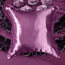 Load image into Gallery viewer, Tache Satin Ruffle Dark Purple Midnight Bloom Euro Sham (BM6438)
