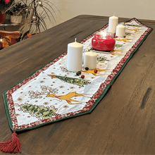 Load image into Gallery viewer, Tache Winter Forest Reindeer Vintage Holiday Woven Tapestry Table Runners (9192TR)