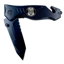 Load image into Gallery viewer, Veterans Affairs VA Police 3-in-1 Tactical Rescue knife tool with Seatbelt Cutter Steel Serrated Blade Glass