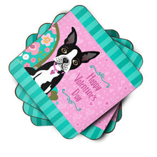 Load image into Gallery viewer, Happy Valentine's Day Boston Terrier Coasters - Set of 4 Lightweight Foam, Absorbent Drink Coasters VHA3001FC