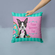 Load image into Gallery viewer, Happy Valentine's Day Boston Terrier Throw Pillow - 14x14 Decorative Pillow – Art for Your Home &amp; Patio VHA3001PW1414