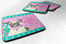 Load image into Gallery viewer, Happy Valentine's Day Pug Coasters - Set of 4 Lightweight Foam, Absorbent Drink Coasters VHA3002FC