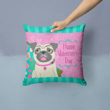 Load image into Gallery viewer, Happy Valentine's Day Pug Throw Pillow - 14x14 Decorative Pillow – Art for Your Home &amp; Patio VHA3002PW1414