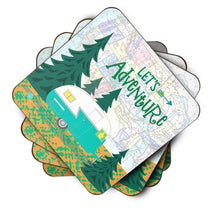 Load image into Gallery viewer, Let's Adventure Glamping Trailer Coasters - Set of 4 Lightweight Foam, Absorbent Drink Coasters VHA3003FC