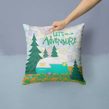 Load image into Gallery viewer, Let's Adventure Glamping Trailer Throw Pillow - 14x14 Decorative Pillow – Art for Your Home &amp; Patio VHA3003PW1414