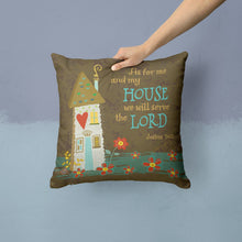Load image into Gallery viewer, As For Me And My House Throw Pillow - 14x14 Decorative Pillow – Art for Your Home &amp; Patio VHA3005PW1414
