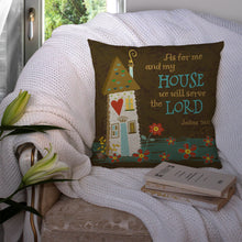 Load image into Gallery viewer, As For Me And My House Throw Pillow - 14x14 Decorative Pillow – Art for Your Home &amp; Patio VHA3005PW1414
