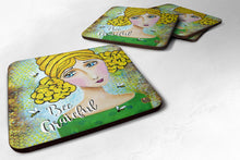Load image into Gallery viewer, Bee Grateful Girl with Beehive Coasters - Set of 4 Lightweight Foam, Absorbent Drink Coasters VHA3008FC