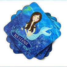 Load image into Gallery viewer, Welcome Mermaid Coasters - Set of 4 Lightweight Foam, Absorbent Drink Coasters VHA3010FC