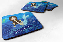 Load image into Gallery viewer, Welcome Mermaid Coasters - Set of 4 Lightweight Foam, Absorbent Drink Coasters VHA3010FC