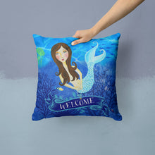 Load image into Gallery viewer, Welcome Mermaid Throw Pillow - 14x14 Decorative Pillow – Art for Your Home &amp; Patio VHA3010PW1414