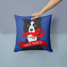 Load image into Gallery viewer, Ahoy Matey Nautical Border Collie Throw Pillow - 14x14 Decorative Pillow – Art for Your Home &amp; Patio VHA3011PW1414