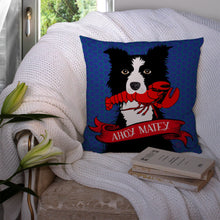 Load image into Gallery viewer, Ahoy Matey Nautical Border Collie Throw Pillow - 14x14 Decorative Pillow – Art for Your Home &amp; Patio VHA3011PW1414