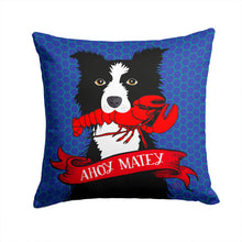 Load image into Gallery viewer, Ahoy Matey Nautical Border Collie Throw Pillow - 14x14 Decorative Pillow – Art for Your Home &amp; Patio VHA3011PW1414
