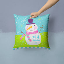 Load image into Gallery viewer, Christmas Snowman Let it Snow Throw Pillow - 14x14 Decorative Pillow – Art for Your Home &amp; Patio VHA3017PW1414