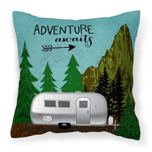 Load image into Gallery viewer, Airstream Camper Adventure Awaits Fabric Decorative Pillow VHA3022PW1818