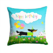 Load image into Gallery viewer, Happy Birthday Dachshund Throw Pillow - 14x14 Decorative Pillow – Art for Your Home &amp; Patio VHA3029PW1414