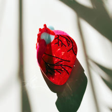 Load image into Gallery viewer, Velvet Claws Anatomical Heart Hair Clip | Red Heart Shaped Claw Clip in Velvet Travel Bag