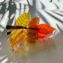 Load image into Gallery viewer, Velvet Claws Autumn Leaf Hair Clip | Claw Clip in Velvet Travel Bag